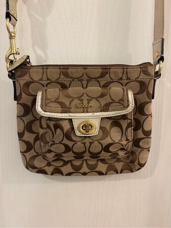 Coach Handbags - Coach Tan/Brown Signature Canvas Crossbody with Gold Hardware